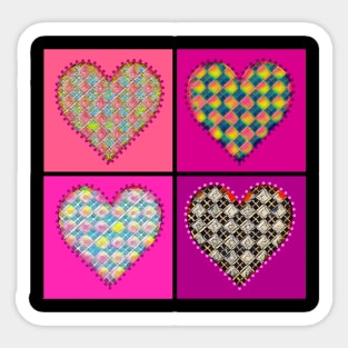 Four Patterned Hearts Sticker